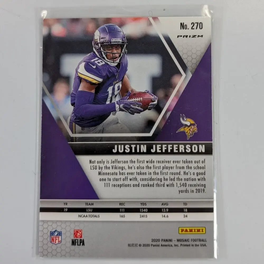 2020 Panini Mosaic Justin Jefferson #270 Rookie RC NFL Debut Green Mosaic Prizm